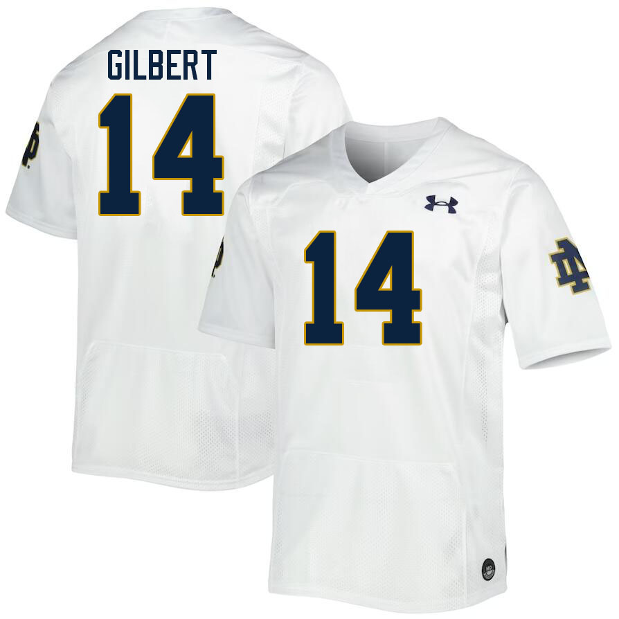 Men #14 Micah Gilbert Notre Dame Fighting Irish College Football Jerseys Stitched-White